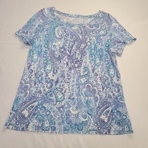 Gloria Vanderbilt Women's Alanis Boat Neck Knit Tee Shirt T Shirt Size L